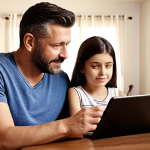 **A family sitting together, reviewing different insurance policies on a tablet, with a cozy home environment in the background.** (Focus: family, insurance planning, home)