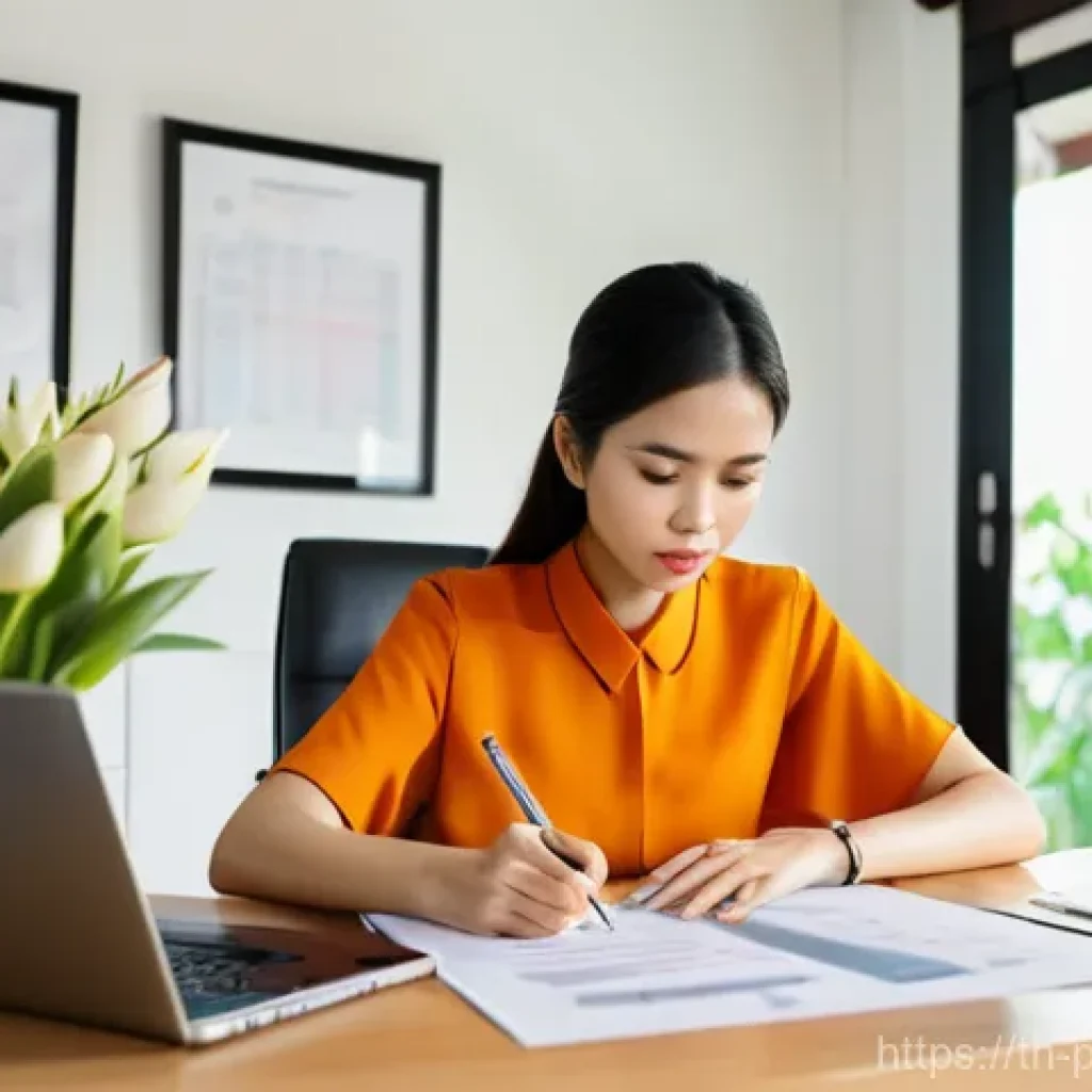 보험 포트폴리오 관리에 필요한 법적 지식 - **Prompt:** A diligent Thai woman in her early 30s, dressed in a professional yet comfortable blouse...