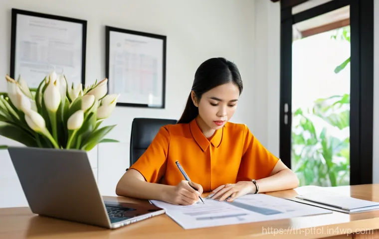 보험 포트폴리오 관리에 필요한 법적 지식 - **Prompt:** A diligent Thai woman in her early 30s, dressed in a professional yet comfortable blouse...