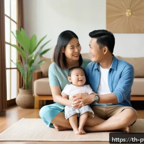 Home 33 보험 포트폴리오의 전략적 구성 원칙 - A warm and modern Thai family scene illustrating comprehensive insurance coverage: a middle-aged Tha...